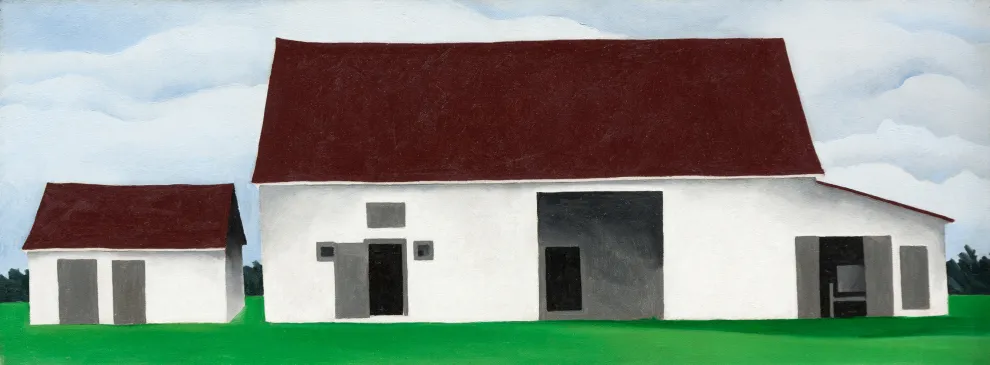 Georgia O'Keeffe (American, 1887-1986). Stables, 1932. Oil on canvas. Detroit Institute of Arts, Gift of Robert H. Tannahill, 45.454.
