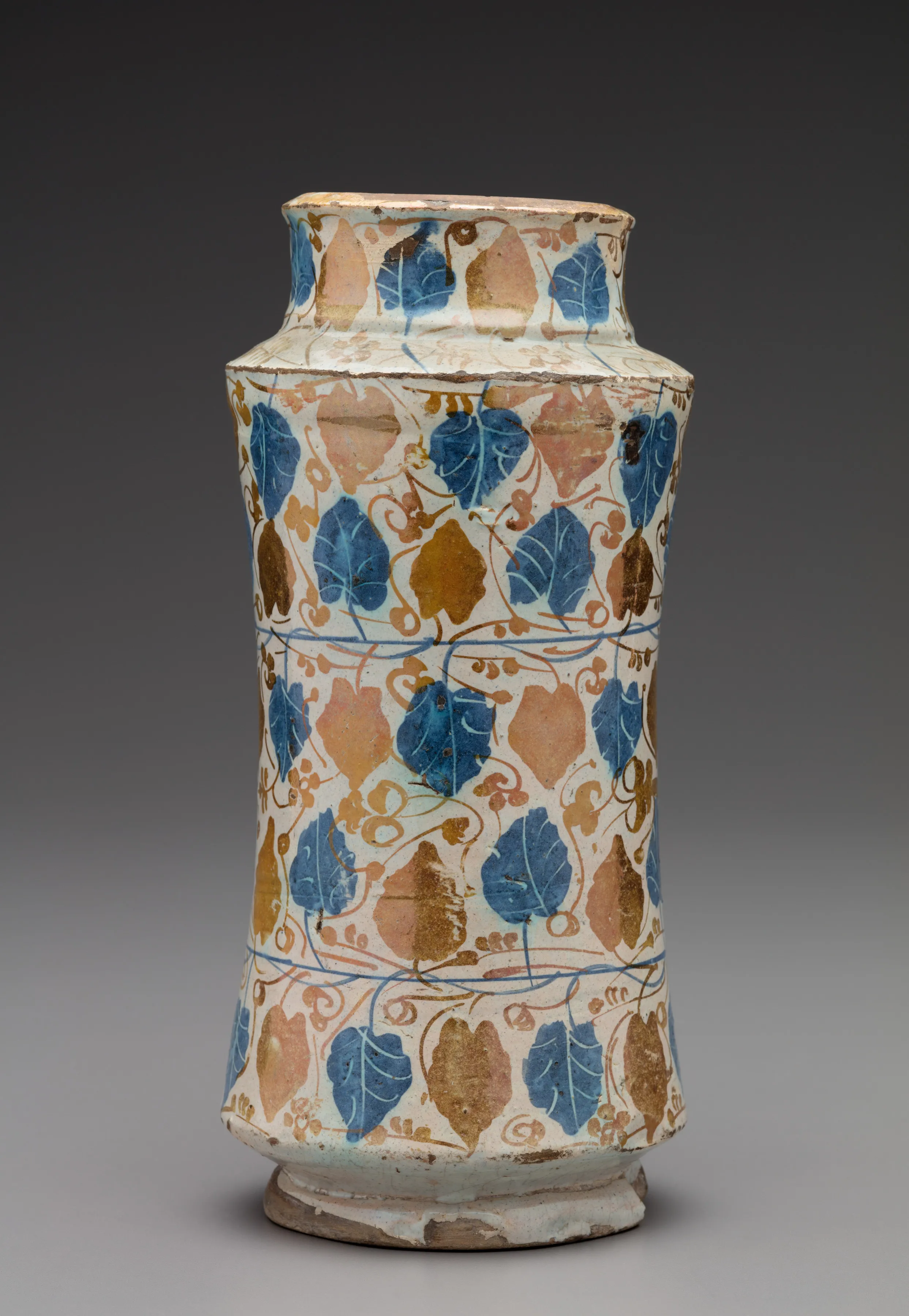 Spain (Manises). Pharmacy Jar, 1440–80. Tin-glazed earthenware with cobalt and luster. Detroit Institute of Arts, Gift of K. T. Keller, 63.358.
