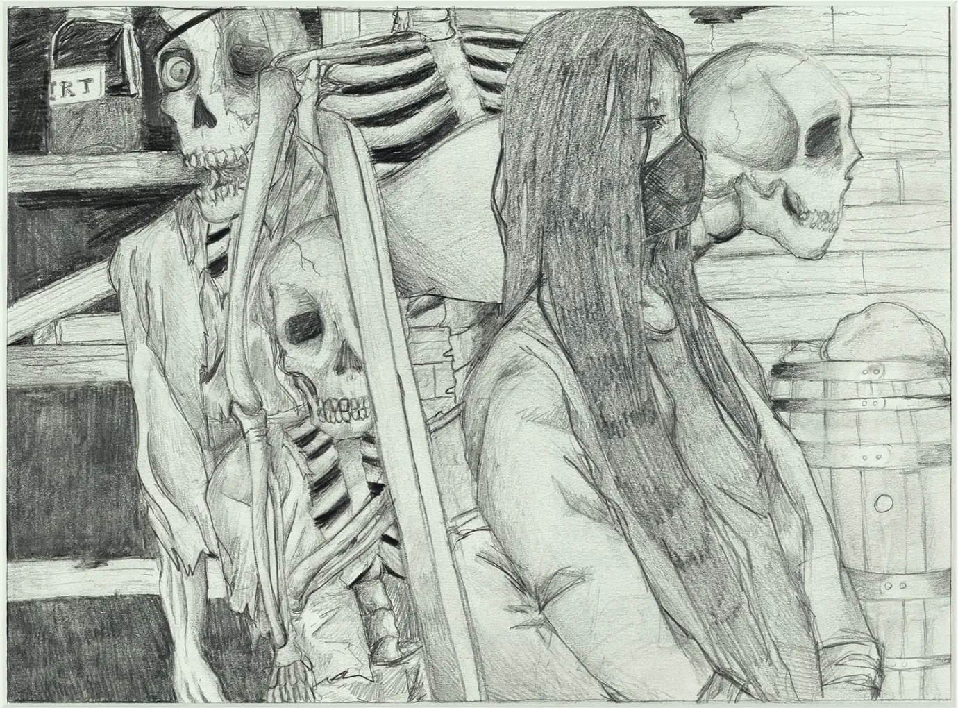 Niko Jones, "A Ghastly Crew," drawing," Grade 12, Teacher: Elisabel Vega-Argueta. 