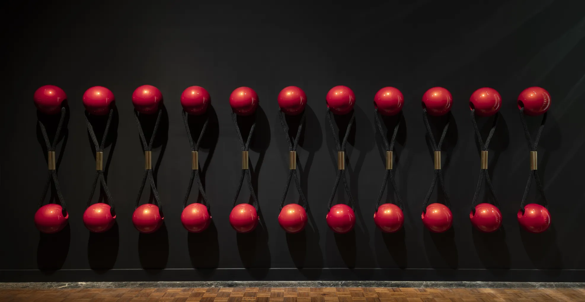 Tiff Massey, (American, b. 1981). Baby Bling, 2023. Metal beads, woven rope, brass. Collection of the artist.