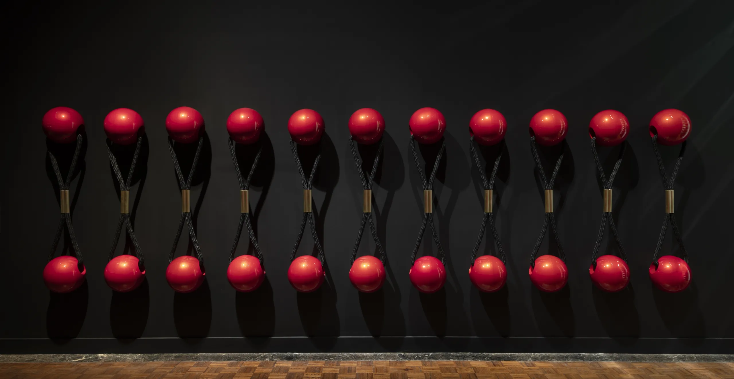 Tiff Massey, (American, b. 1981). Baby Bling, 2023. Metal beads, woven rope, brass. Collection of the artist.